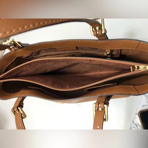 Tory Burch Emerson Handbag Tote Bag Brown Leather Ladies From Japan Used - Picture 12 of 12